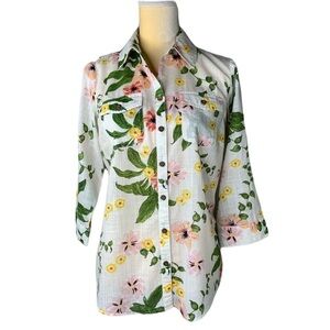 Croft & Barrow Sheer Floral Button Front Shirt